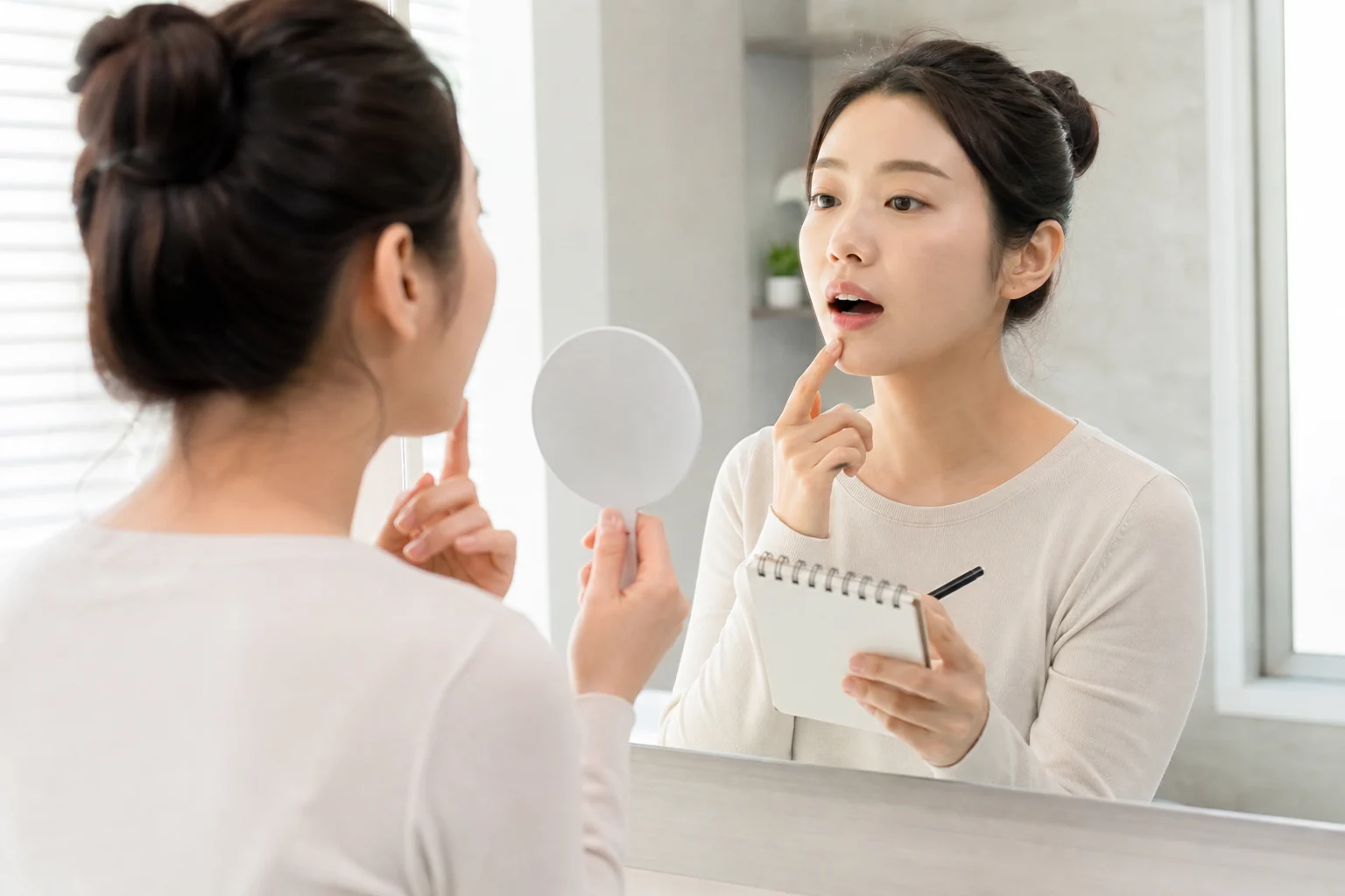 잇몸 내려앉음 칫솔질 진료 전 확인 사항을 준비하는 모습