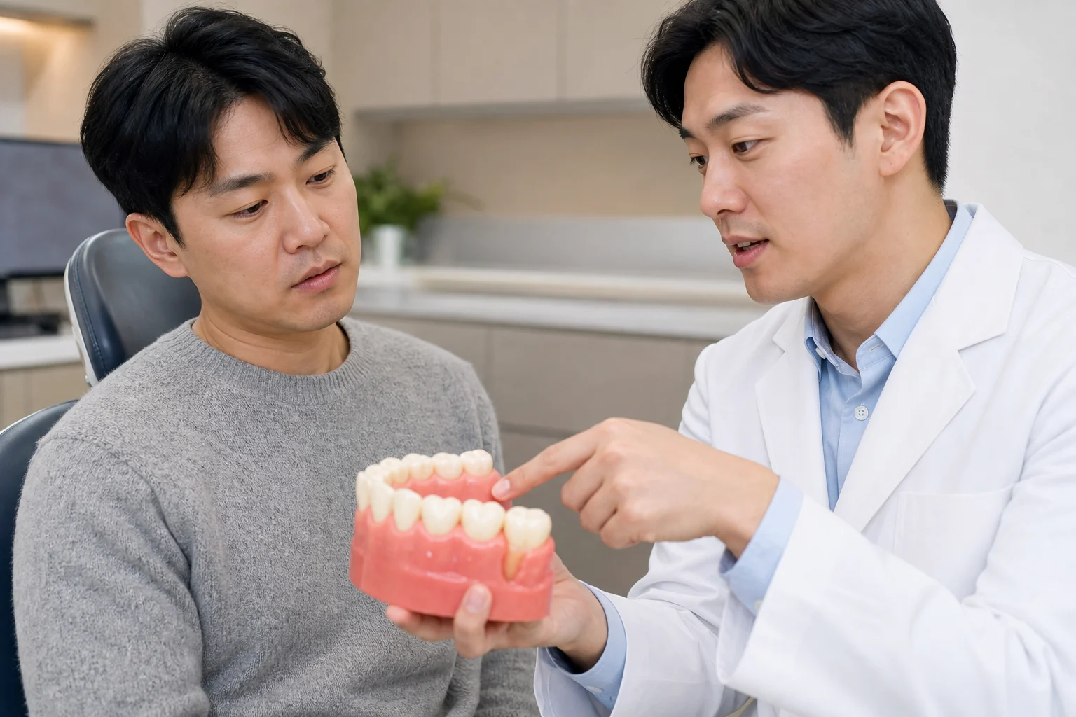 어금니 잇몸 통증 진료 전 확인 사항을 준비하는 모습